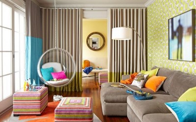 بازی با رنگ ها در اتاق نشیمن و دکوراسیون منازل