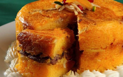 ته چین بادمجان و گوجه ته چین بادمجان و گوجه
