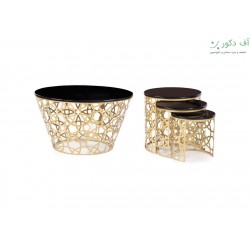 میز جلو مبلی و عسلی هندسی طلایی مات میز جلو مبلی و عسلی هندسی طلایی مات