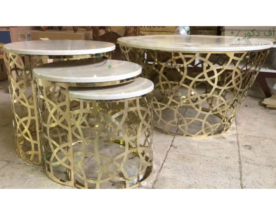 میز جلو مبلی و عسلی هندسی رنگ طلایی میز جلو مبلی و عسلی هندسی رنگ طلایی