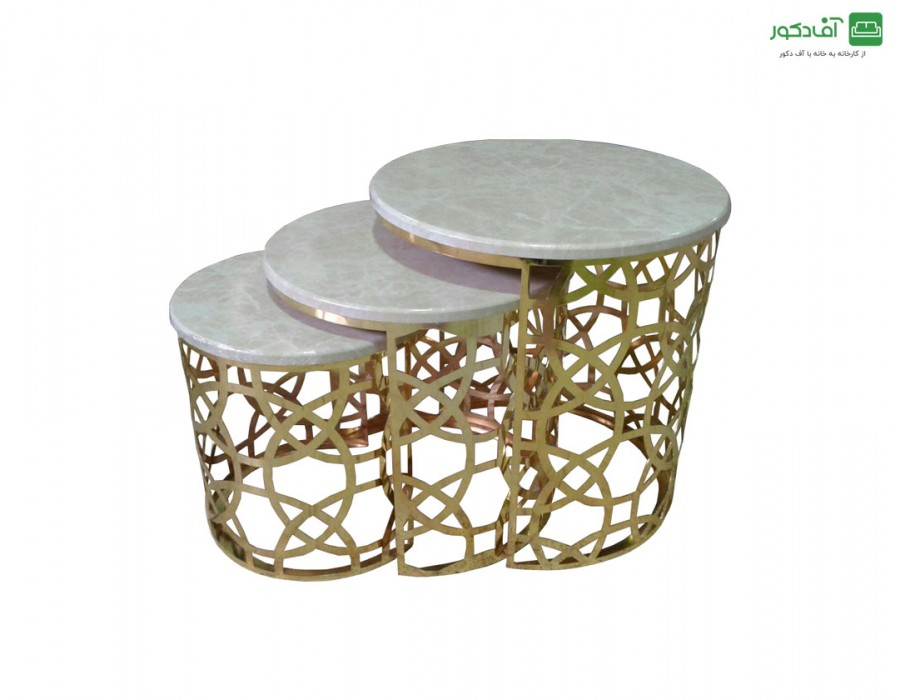 میز جلو مبلی و عسلی هندسی طلایی مات میز جلو مبلی و عسلی هندسی طلایی مات