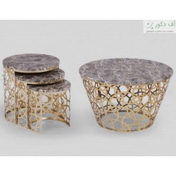 میز جلو مبلی و عسلی هندسی طلایی مات میز جلو مبلی و عسلی هندسی طلایی مات