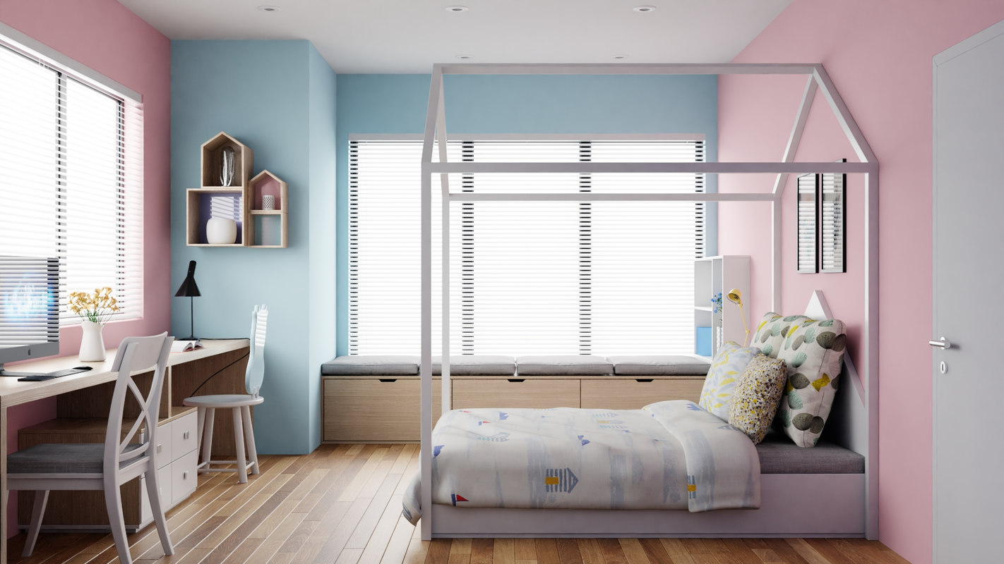 سرویس خواب یک نفره دخترانه پسرانه مدرن شیک سفید