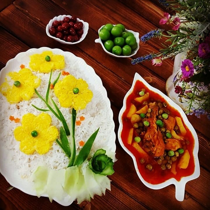 خورش نخود سبز با مرغ