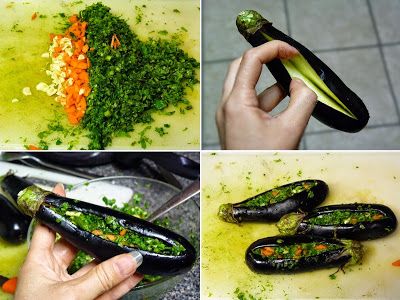 مراحل تهیه ترشی بادمجان شکم پر